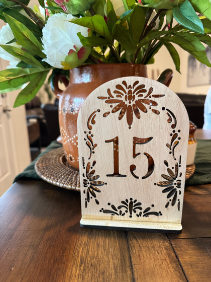 Papel Picado Wood Table Numbers