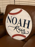 Sports ball 3D name sign round | wooden sign room decor - Simple Southern Designs