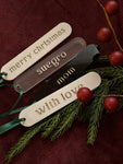 Set of 5 Engraved Gift / Stocking Tag Christmas tree ornaments
