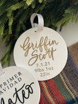 Birth Stats Christmas tree ornaments - Simple Southern Designs