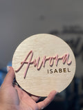 3D Birth announcement round wooden sign | Laser engraved custom baby sign - Simple Southern Designs
