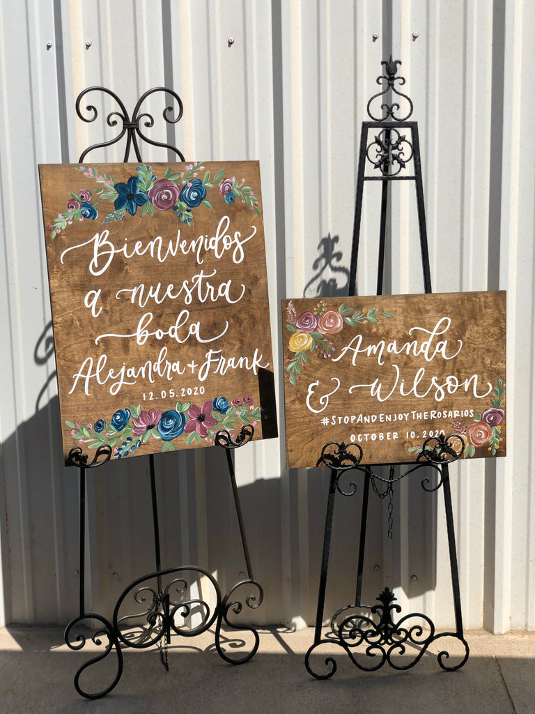 Wooden welcome sign  hand lettered and painted wedding or event board –  Simple Southern Designs