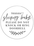 Shhh sleeping baby please do not knock round wooden sign | Laser engraved custom baby sign - Simple Southern Designs