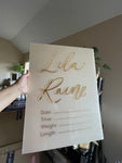 Birth stats and name sign | Clear or painted Acrylic  sign | customizable - Simple Southern Designs