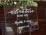 Hand-lettered welcome acrylic  sign | custom brushed wedding - Simple Southern Designs