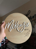 3D Birth announcement round wooden sign | Laser engraved custom baby sign - Simple Southern Designs