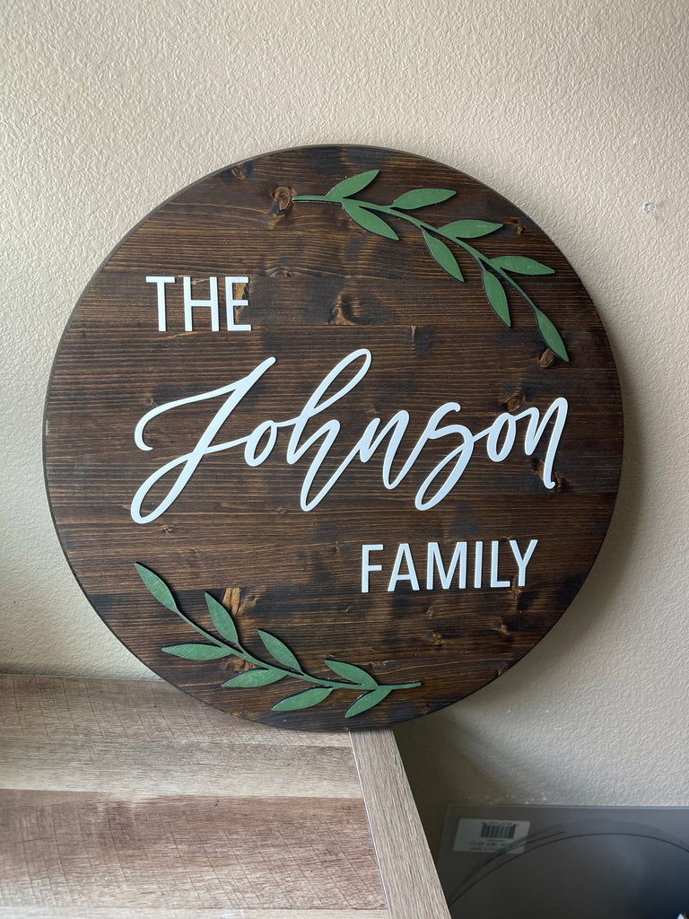 3D Family Wooden Name sign | Last name round board | Customize it ...