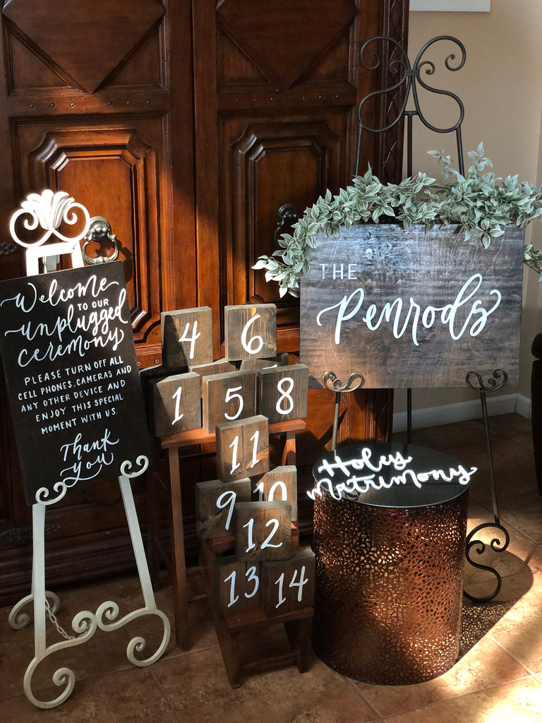 Wooden welcome sign  hand lettered and painted wedding or event