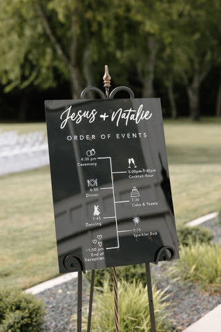 Event Timeline Acrylic sign | custom wedding program