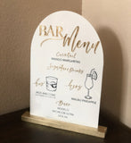 Acrylic Engraved Bar Sign | Wedding Event signature cocktails | Drink Menu - Simple Southern Designs