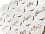 Engraved Circle Acrylic place cards | escort cards | event or wedding names - Simple Southern Designs