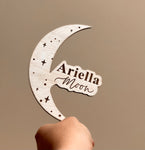 Moon & Stars Birth announcement | Laser engraved custom wooden baby sign - Simple Southern Designs