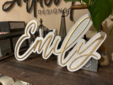 Double layer Laser cut wood word/name sign | kids room nursery | home decor - Simple Southern Designs