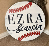 Sports ball 3D name sign round | wooden sign room decor - Simple Southern Designs