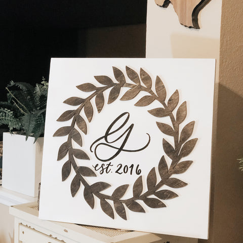 Initial Wooden wreath Sign /Custom Initial - Simple Southern Designs