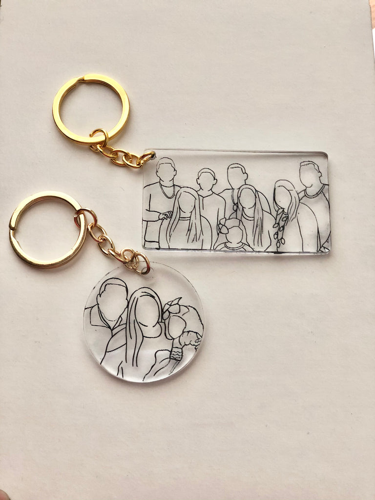 Outline Portrait keychain, Acrylic with photo outline