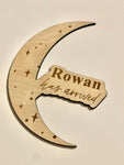 Moon & Stars Birth announcement | Laser engraved custom wooden baby sign - Simple Southern Designs