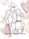 Outline Portrait (heart or plain background) | Valentine’s digital download - Simple Southern Designs